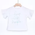 Μπλούζα με βολάν λευκή μακό Yell-Oh | T-shirt στο Vaptisi-online.gr