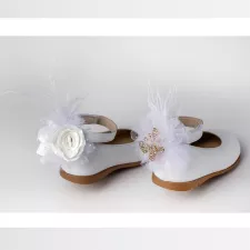 Μπαλαρίνα περπατήματος λευκό με τριαντάφυλλο  Everkid K388A | Βαπτιστικά Παπουτσάκια στο Vaptisi-online.gr