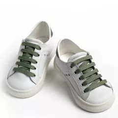 Sneaker Περπατήματος Everkid  Λευκό- Λαδί Α425Β | Βαπτιστικά Παπουτσάκια στο Vaptisi-online.gr