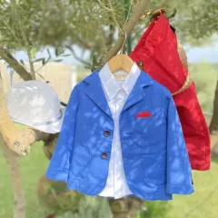 Κοστούμι Βάπτισης μπλε- κόκκινο B15 Stova Bambini | Βαπτιστικά Κουστουμάκια στο Vaptisi-online.gr