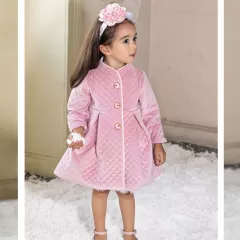 Παλτό Velour Dusty Pink Stova Bambini AW20/21 G7 | Μπολερό - Παλτουδάκια στο Vaptisi-online.gr