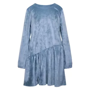 Φόρεμα Two in a Castle Γαλάζιο Velvet T4737 | Φορέματα - Ολόσωμες Φόρμες στο Vaptisi-online.gr