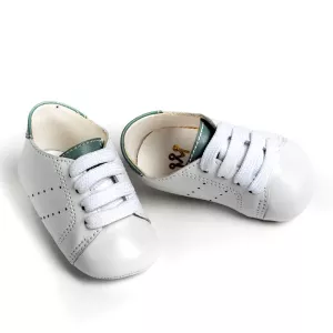 Παπούτσι Αγκαλιάς Everkid Λευκό-Λαδί A401B | Βαπτιστικά Παπουτσάκια στο Vaptisi-online.gr