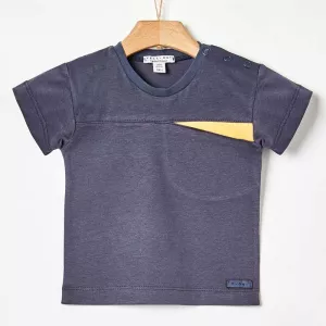 T-Shirt Yell-oh μπλε-ραφ pocket 41061106021 | T-shirt στο Vaptisi-online.gr
