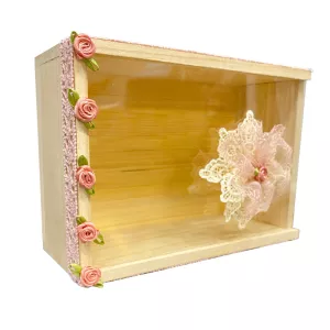 Χειροποίητο κουτί για μαρτυρικά Ροζ Romantic-flower | Μαρτυρικά & Κουτί Μαρτυρικών  στο Vaptisi-online.gr