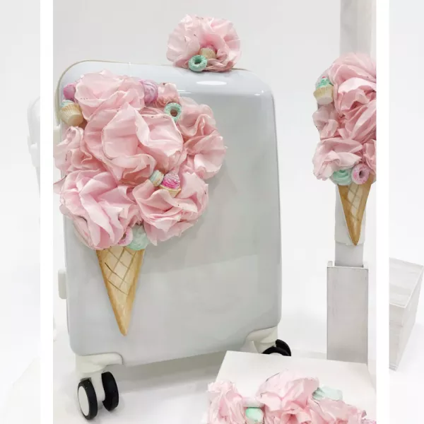 Σετ Βάπτισης Flower Icecream Τρόλεΐ  Έλενα Μανάκου | Σετ Κουτιά-Βαλίτσες-Λαμπάδες στο Vaptisi-online.gr