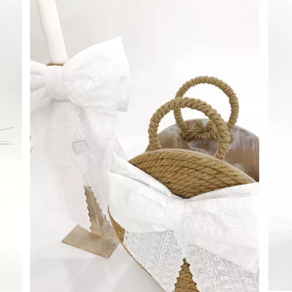 Σετ Βάπτισης White Bow Έλενα Μανάκου K20-015 | Σετ Κουτιά-Βαλίτσες-Λαμπάδες στο Vaptisi-online.gr