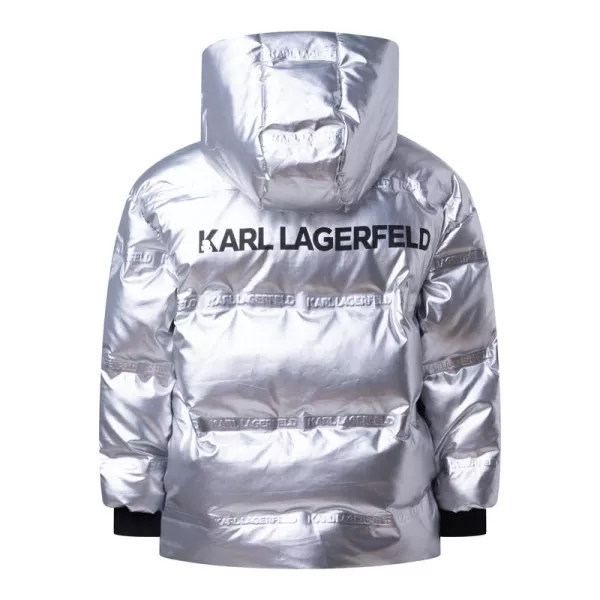 Μπουφάν μεταλλιζέ ασημί Karl Lagerfeld Z16140 | Μπουφάν & Παλτά στο Vaptisi-online.gr