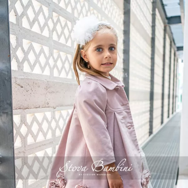 Παλτό Μοχέρ dusty pink G7 AW22-23 by Stova Bambini | Μπολερό - Παλτουδάκια στο Vaptisi-online.gr